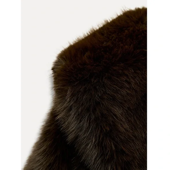 Zara FAUX FUR COAT WITH BELT - Picture 6 of 13